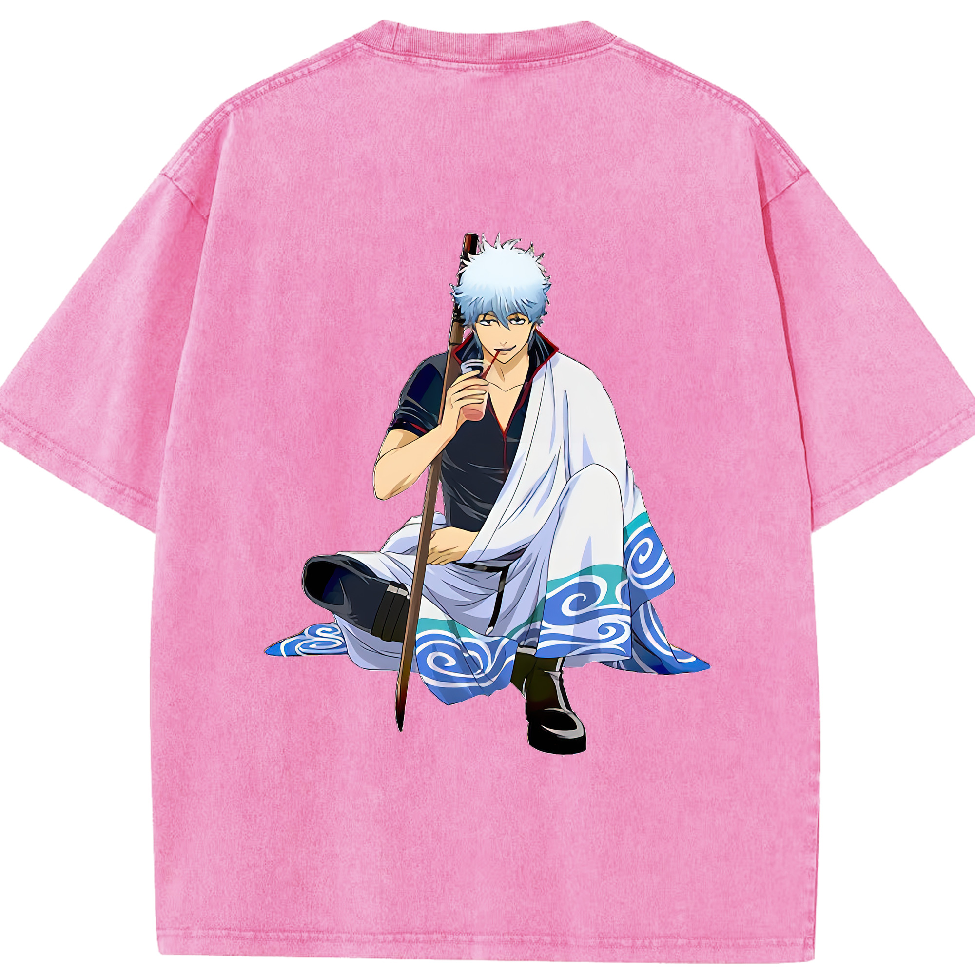 （画像用） ぎんたま 坂田銀時（さかたぎんとき） 神楽 志村新八（しむら しんぱち） GINTAMA Sakata Gintoki Kagura Shimura Shinpachi 綿100% ヴィンテージ風 半袖Tシャツ（背面プリント）